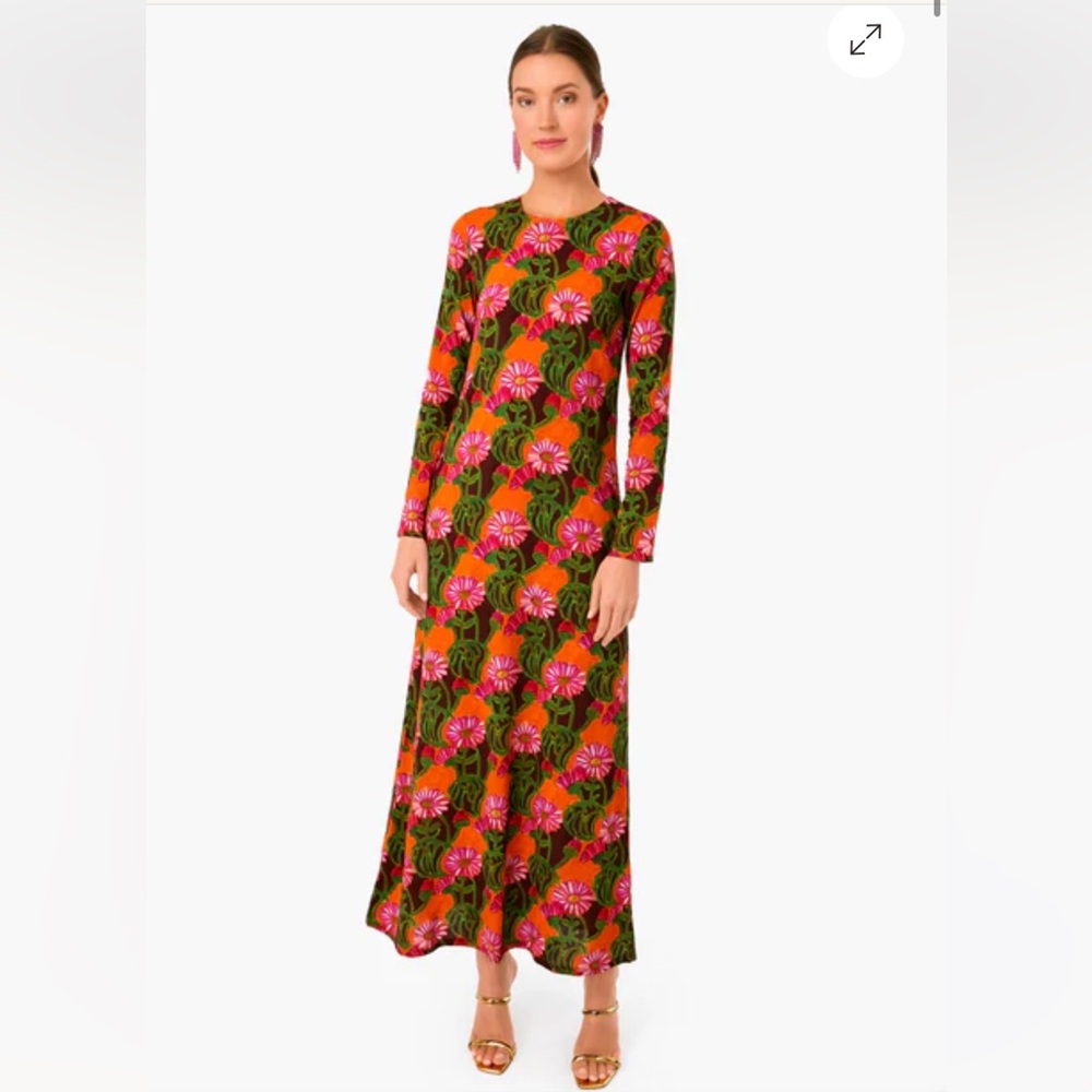 LA DOUBLEJ Orange Gerber Long Sleeve Swing Dress